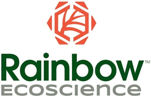 Rainbow EcoScience logo with leaf design.