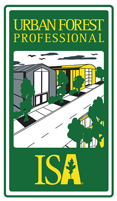 Urban forest professional certification logo illustration.