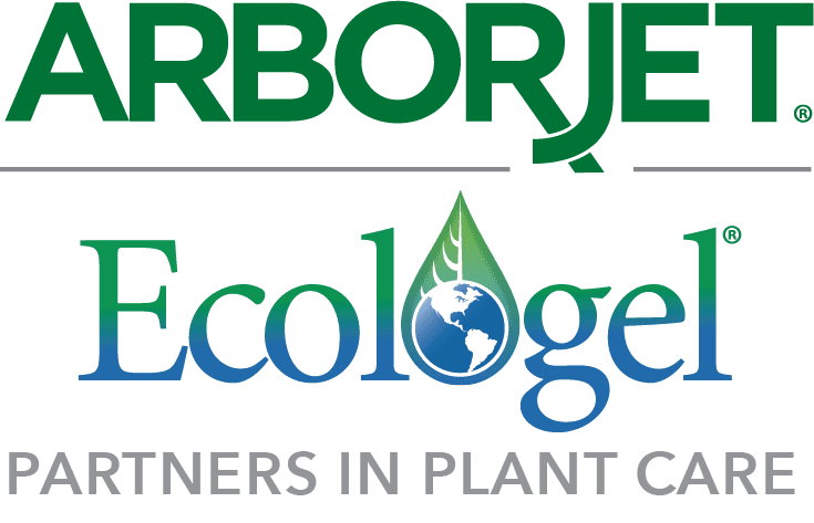 Arborjet Ecologel logo with plant care tagline.