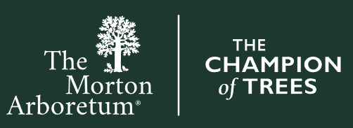 Dark green Morton Arboretum logo with tagline